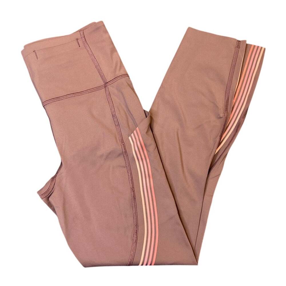 Lululemon Leggings Size 4 Dusty Mauve Stripe Fast & Free Crop 23” Inseam